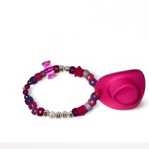 Pink and Purple Beaded Bracelet with Eclectic Design